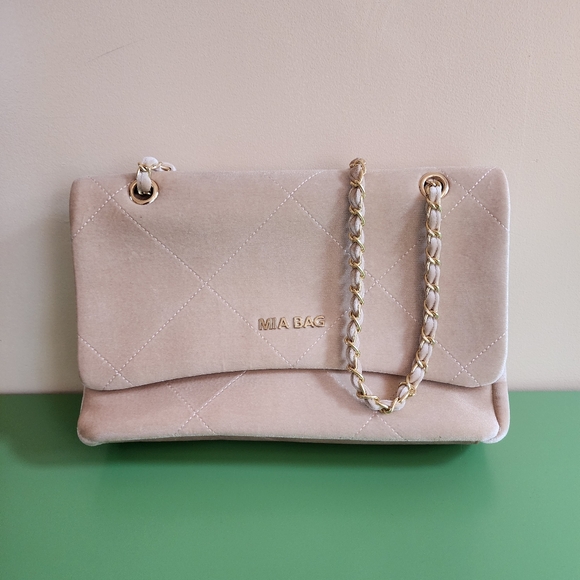 MIA BAG velvet shoulder bag beige pink - Picture 4 of 10